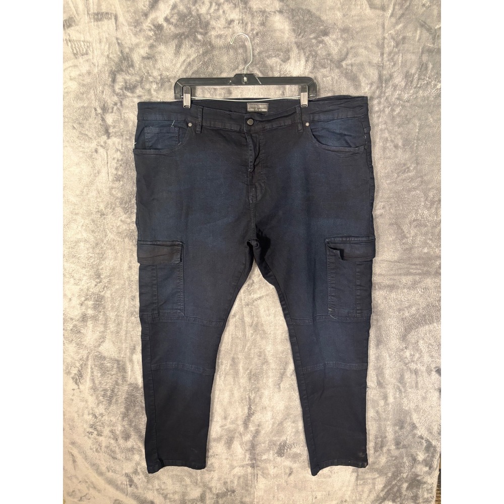 Steve's Jeans Mens Dark Blue Cargo Pants Tapered Utility Denim 46x29